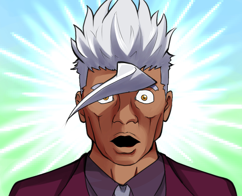 1boy :o ahoge close-up codeorange162 dark-skinned_male dark_skin green_background gundam gundam_tekketsu_no_orphans looking_at_viewer male_focus open_mouth orga_itsuka pixel_art solo upper_body white_hair yellow_eyes