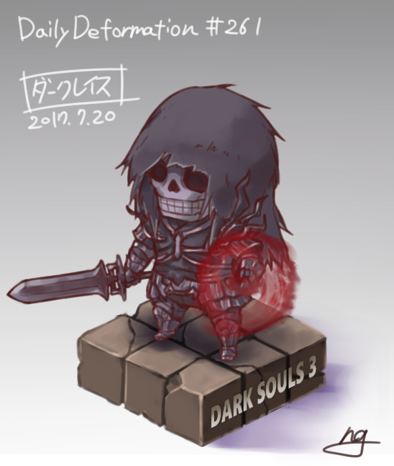armor armored_boots boots dark_souls_(series) dark_souls_iii darkwraith_(dark_souls) full_armor fushigi_ebi holding holding_sword holding_weapon hollow_eyes hood knight power shoulder_armor skeleton skull solo spiked_pauldrons standing sword weapon