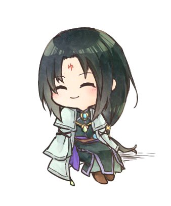 1boy androgynous brooch brown_footwear chibi closed_eyes facial_mark fire_emblem fire_emblem:_radiant_dawn forehead_mark green_hair jewelry long_hair lowres male_focus nintendo sitting smile solo soren_(fire_emblem) soren_(radiant_confidant)_(fire_emblem) white_background yuno_(isn_iisynitkr)