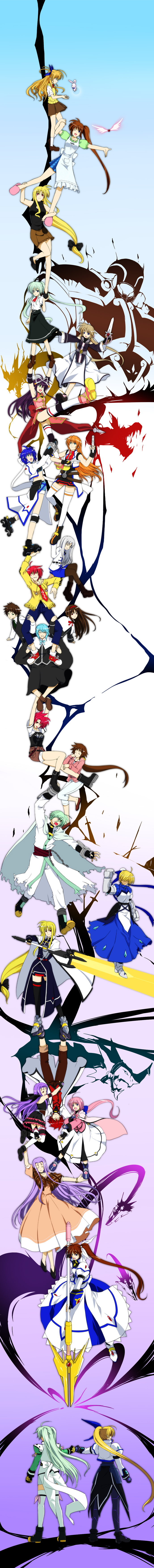 2boys 6+girls absurdres bad_id bad_pixiv_id bardiche_(nanoha) brunzel caro_ru_lushe cinque_(nanoha) corona_timir cross_mirage deed_(nanoha) dieci_(nanoha) durarara!! einhard_stratos erio_mondial everyone eyebrows fate_testarossa fist_bump full_body hagane_soushi highres long_image lutecia_alpine lyrical_nanoha mach_caliber magical_boy magical_girl mahou_shoujo_lyrical_nanoha mahou_shoujo_lyrical_nanoha_vivid megane_alpine multiple_boys multiple_girls nove_(nanoha) numbers_(nanoha) olivie_segbrecht otto_(nanoha) parody ponytail raising_heart rio_wezley sacred_heart school_uniform sein_(nanoha) side_ponytail subaru_nakajima takamachi_nanoha tall_image teana_lanster trust_me_(durarara!!) vivio wendi_(nanoha)
