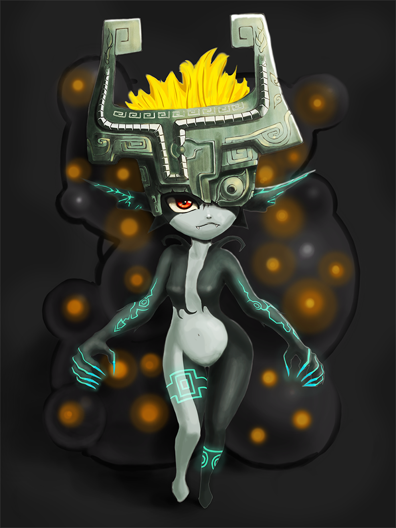 1girl bad_id bad_pixiv_id blonde_hair breasts fang female_focus fingernails full_body helmet hitomaruniigo long_hair midna navel neon_trim nintendo no_nipples nude pointy_ears red_eyes sharp_fingernails small_breasts solo the_legend_of_zelda the_legend_of_zelda:_twilight_princess thigh_gap