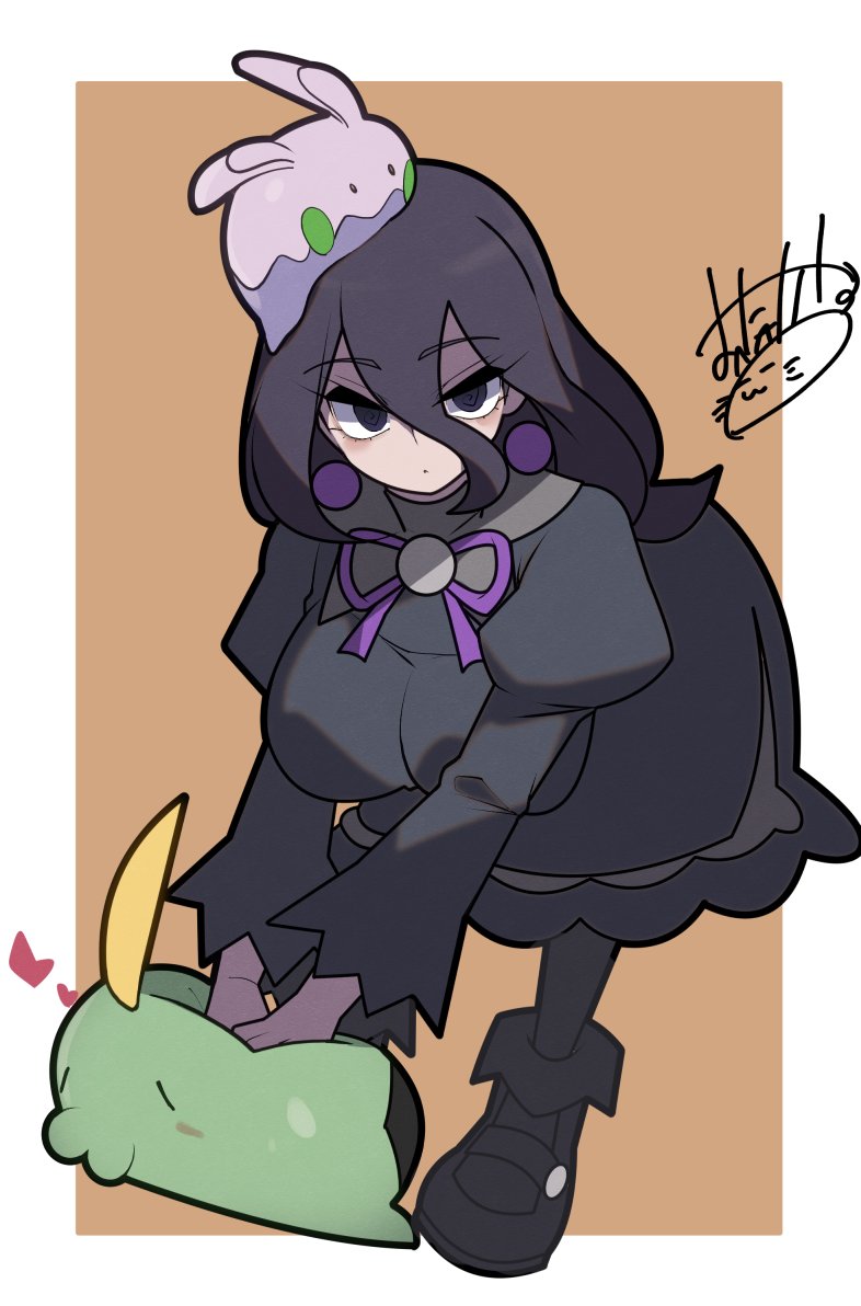 1girl breasts game_freak gen_3_pokemon gen_6_pokemon goomy gulpin hex_maniac_(pokemon) hex_maniac_(pokemon_legends:_z-a) large_breasts mituyota_76 nintendo pokemon pokemon_legends:_z-a purple_hair