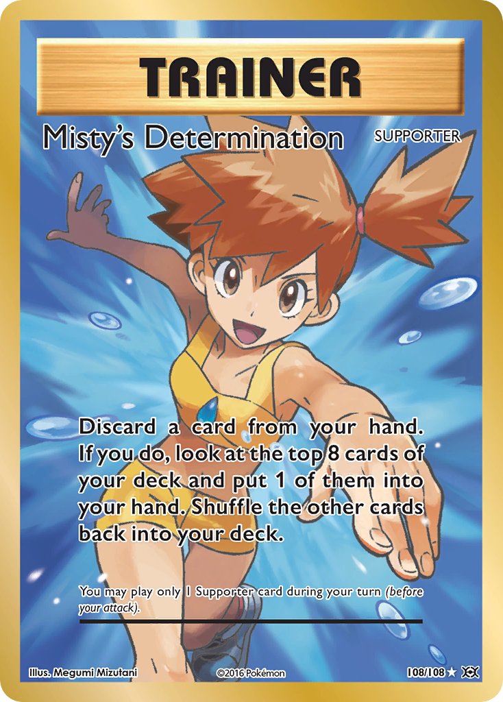 :d artist_name blue_shoes brown_eyes cascade_badge character_name copyright_name copyright_notice english_text eyelashes misty_(pokemon) mizutani_megumi nintendo official_art open_mouth orange_hair outstretched_arm pokemon pokemon_card pokemon_tcg shoes side_ponytail smile spiked_hair third-party_source trading_card water_drop yellow_swimsuit