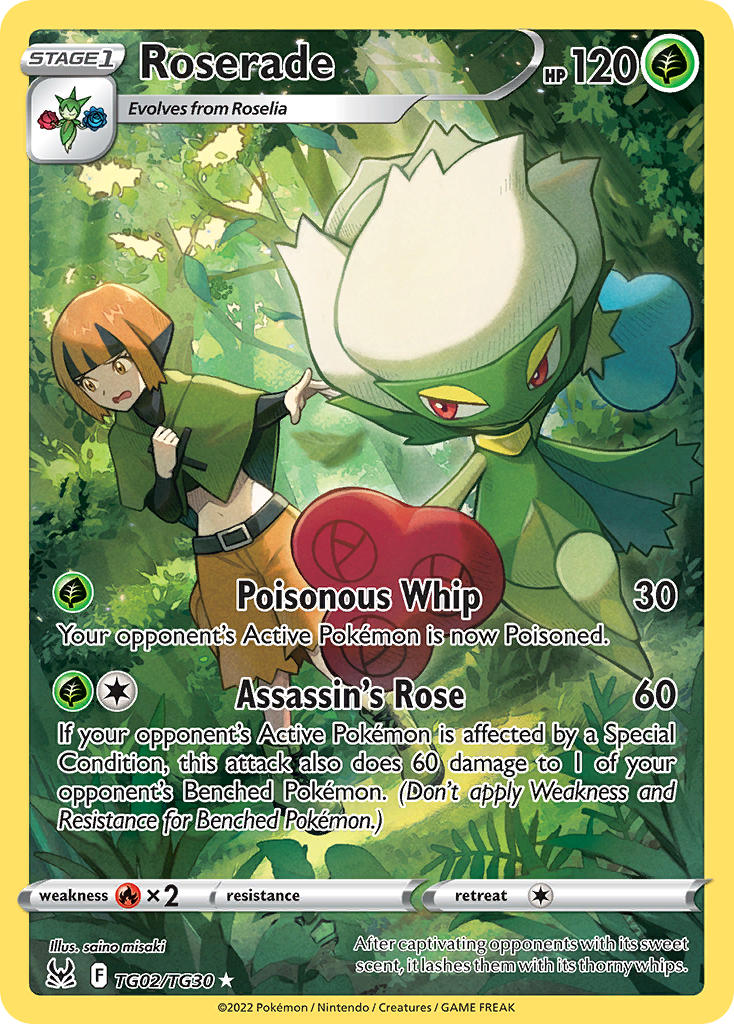 1girl artist_name belt black_belt black_hair card_(medium) character_name company_name copyright_name copyright_notice english_text forest gardenia_(pokemon) gen_3_pokemon gen_4_pokemon grass green_poncho green_shoes long_sleeves midriff multicolored_hair nature nintendo official_art open_mouth orange_hair orange_shorts outdoors pokemon pokemon_(creature) pokemon_card pokemon_dppt pokemon_tcg red_eyes roselia_(pokemon) roserade saino_misaki scared shoes short_hair shorts sidelocks third-party_source trading_card two-tone_hair