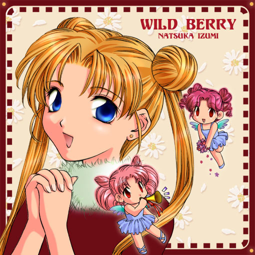 3girls alternate_costume artist_name bad_id ballet_slippers bishoujo_senshi_sailor_moon blonde_hair blue_eyes blue_footwear blue_leotard brown_background chibi chibi_chibi chibi_inset chibi_usa commentary_request daisy_(flower) double_bun earrings floral_print flower flying fur-trimmed_sweater fur_trim hair_bun hands_up happy heart_hair_bun izumi_natsuka jewelry leotard long_hair multiple_girls open_mouth own_hands_clasped own_hands_together parted_bangs pink_hair red_eyes red_sweater short_hair smile stud_earrings sweater tsukino_usagi tutu twintails white_fur