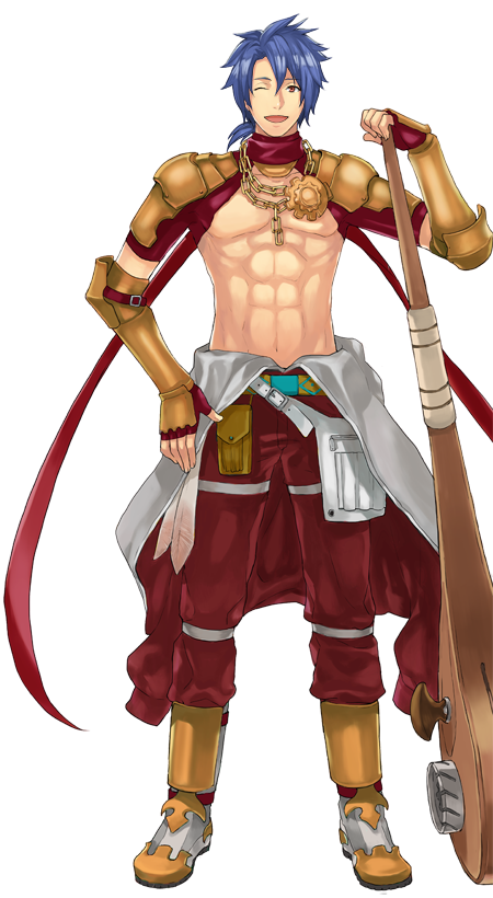 1boy abs armor armored_boots artist_request blue_hair boots chain chain_necklace fingerless_gloves full_body gloves gold_armor hand_on_own_hip holding holding_wrench jewelry jumpsuit jumpsuit_around_waist large_variant_set looking_at_viewer male_focus mechanic_(ragnarok_online) navel necklace official_art one_eye_closed open_mouth pauldrons ragnarok:_guild_masters ragnarok_online red_eyes red_gloves red_jumpsuit short_hair shoulder_armor shrug_(clothing) simple_background socket_wrench solo standing toned toned_male transparent_background vambraces variant_set wrench