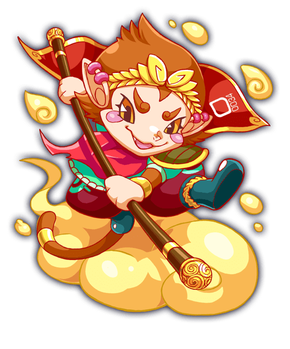 1boy alternate_costume animal animal_ears baggy_pants blue_footwear blush_stickers bo_staff bracelet brown_fur brown_tail cape cel_shading circlet crash_fever earrings eyes_over_blush fang flying_nimbus full_body game_cg goku_(crash_fever) gold_bracelet gold_circlet green_sleeve_cuffs green_sleeves holding holding_staff jewelry journey_to_the_west looking_at_viewer male_focus monkey monkey_ears monkey_tail no_humans nose number_print numbered official_alternate_costume official_art open_mouth orange_eyes outline pants pointy_ears puffy_sleeves red_cape red_outline red_pants red_scarf ruyi_jingu_bang saturated scarf simple_background sleeve_cuffs solo square square_print staff sun_wukong tachi-e tail tail_ornament tail_ring thick_eyebrows tongue transparent_background v-shaped_eyebrows yellow_clouds