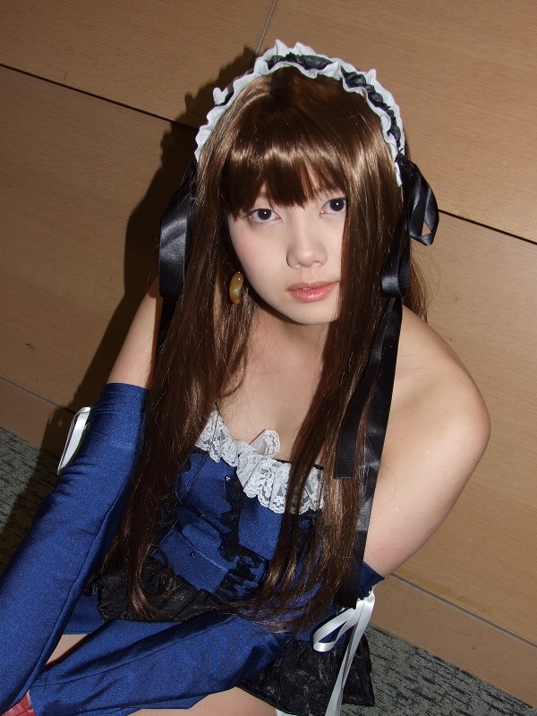 apron boots cosplay gloves hair_ribbon ikkitousen kan&#039;u_unchou maid maid_apron momo panties photo_(medium) ribbon underwear