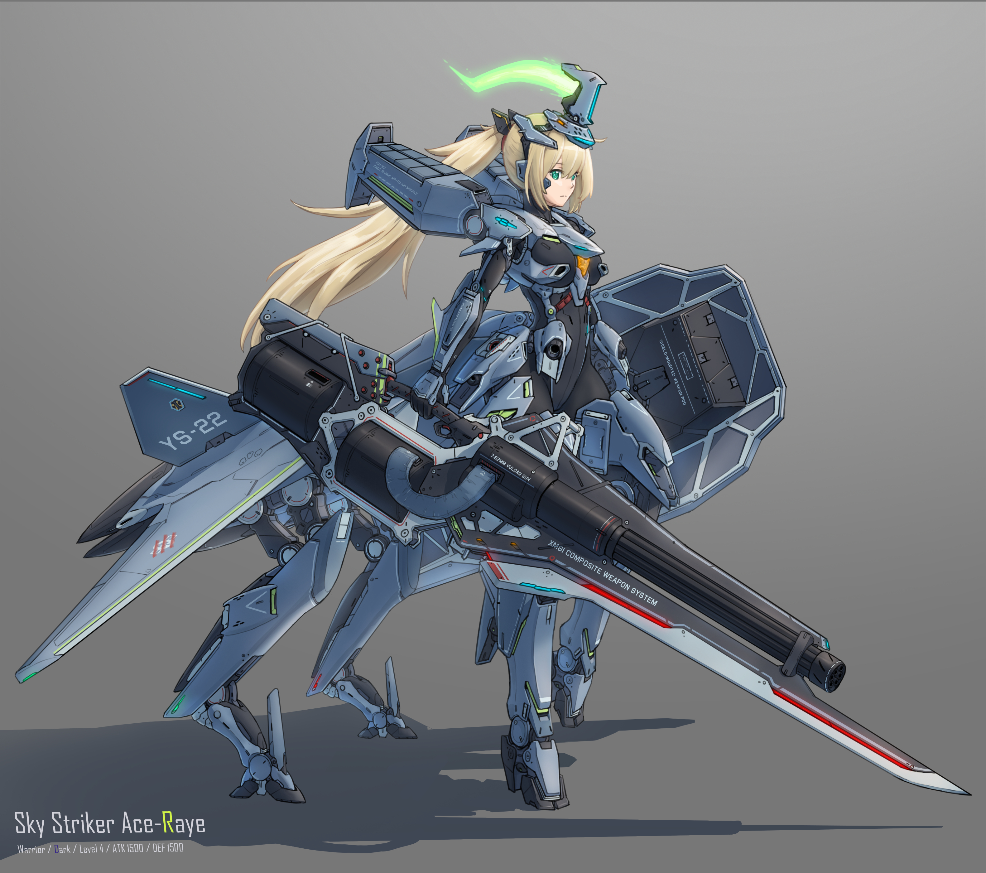1girl absurdres blonde_hair centaur centauroid duel_monster highres long_hair maxilax mecha mecha_musume multiple_legs original robot solo taur yu-gi-oh!