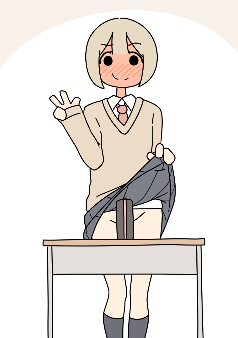 a woman in a plaid skirt lifting her top