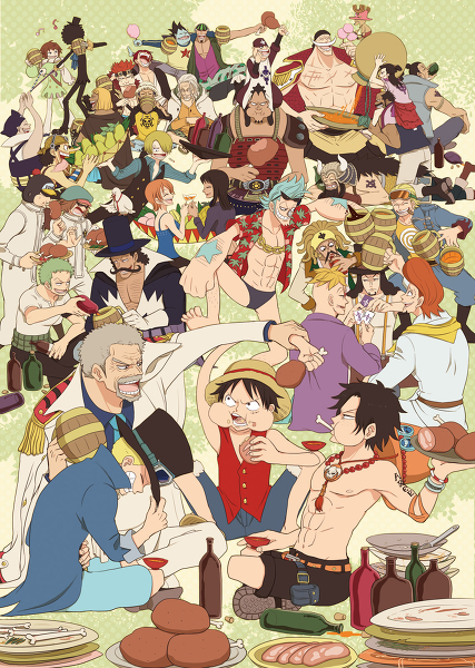 4girls 6+boys alcohol beer black_hair blamenco blenheim blonde_hair blue_hair brook_(one_piece) brothers curiel_(one_piece) eating edward_newgate eustass_kid everyone family flower_sword_vista food fossa_(one_piece) franky_(one_piece) goggles goggles_on_head goggles_on_headwear green_hair grey_hair haramaki haruta_(one_piece) hat hattori_(one_piece) heart_pirates image_sample izou_(one_piece) jacket jacket_on_shoulders jozu_(one_piece) kingdew marco_(one_piece) monkey_d._garp monkey_d._luffy monster_boy multiple_boys multiple_girls nami_(one_piece) namur_(one_piece) nico_robin nozm one_piece paulie_(one_piece) penguin_(one_piece) pirate pixiv_sample portgas_d._ace raglan_sleeves rakuyou_(one_piece) red_hair resized rob_lucci roronoa_zoro sabo_(one_piece) sanji_(one_piece) shachi_(one_piece) shanks_(one_piece) siblings silvers_rayleigh speed_jiru stampede_string straw_hat thatch_(one_piece) thigh_strap tony_tony_chopper top_hat topless_female trafalgar_law usopp vest white_hair