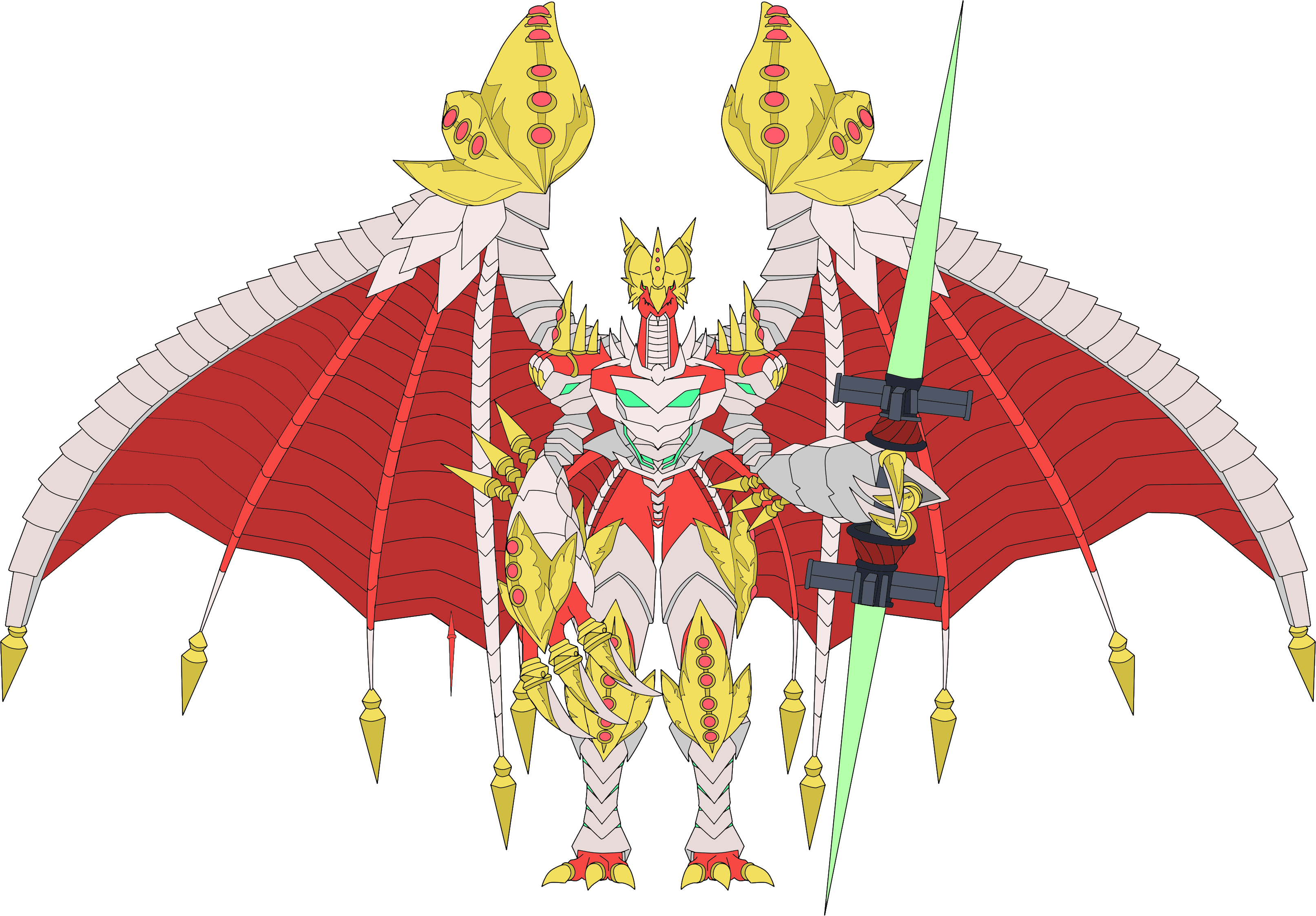 absurdres armor claws digimon digimon_(creature) dragon examon examon_x-antibody highres lance polearm solo weapon