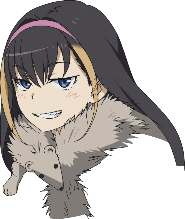 animal_skin_dress black_hair blue_eyes grin lessar naughty_face smile smirk smug third-party_edit third-party_extraction toaru_majutsu_no_index