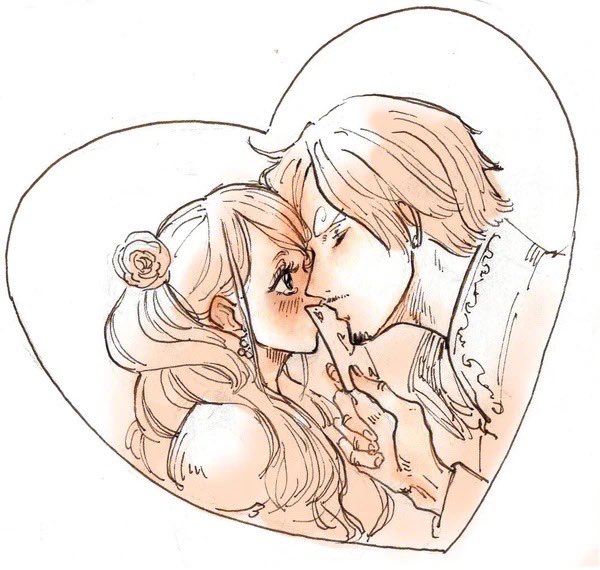1boy 1girl blush card charlotte_pudding closed_eyes commentary curly_eyebrows dress earrings facial_hair fengcheche flower formal_clothes hair_flower hair_ornament heart hetero holding holding_card jewelry kiss long_hair long_sleeves looking_at_another one_piece playing_card puffy_sleeves sanji_(one_piece) symbol-only_commentary tearing_up twintails wedding_dress