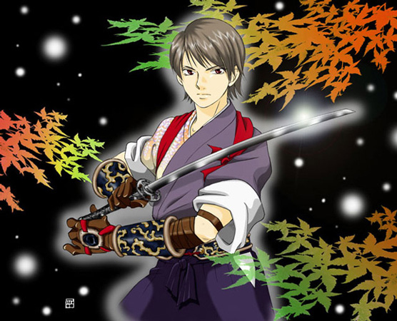 1boy brown_hair inugami_kurando male_focus shadow_hearts shadow_hearts_ii short_hair solo sword tyler weapon