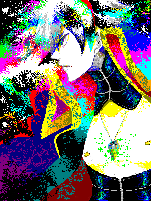00s 1boy choker colorful corset drill male_focus nosuke_(umiboshi) simon_(ttgl) solo tegaki tengen_toppa_gurren_lagann upper_body