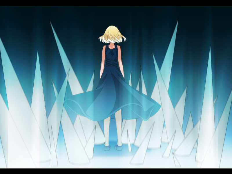 1girl bad_id bad_pixiv_id blonde_hair dress female_focus full_body olmatown short_hair solo usotsuki yume_nisshi