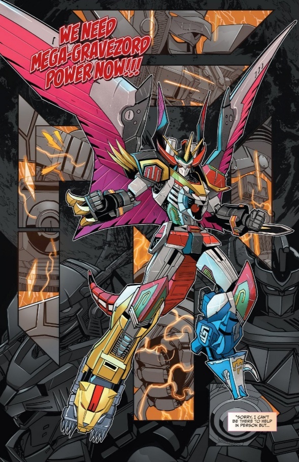 alternate_form arm_blade bird_wings character_request claws comic daizyuzin dan_mora dino_megazord electricity epic fighting_stance fusion gattai glowing glowing_eyes gravezord mask mecha mega-gravezord mighty_morphin_power_rangers no_humans official_art power_rangers power_rangers_(boom!_studios) robot science_fiction spikes super_robot tail weapon wings
