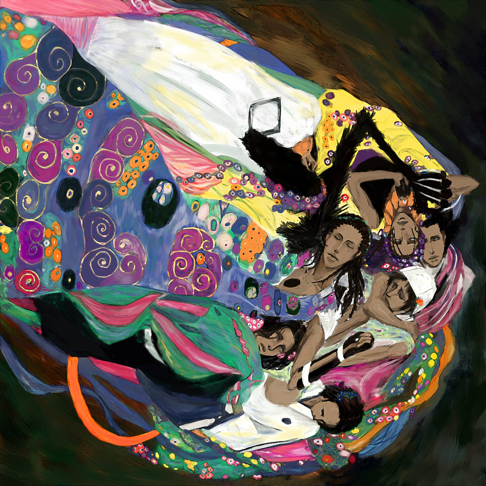 black_hair bleach blind braid chain dark_skin male_focus mask monster morisui multiple_persona time_paradox tousen_kaname