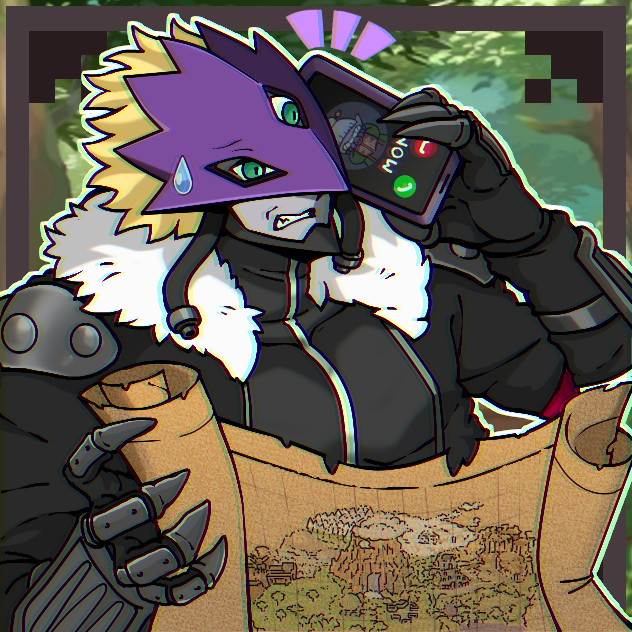 babamon beelzebumon digimon digimon_(creature) gloves green_eyes jacket map mask sticker