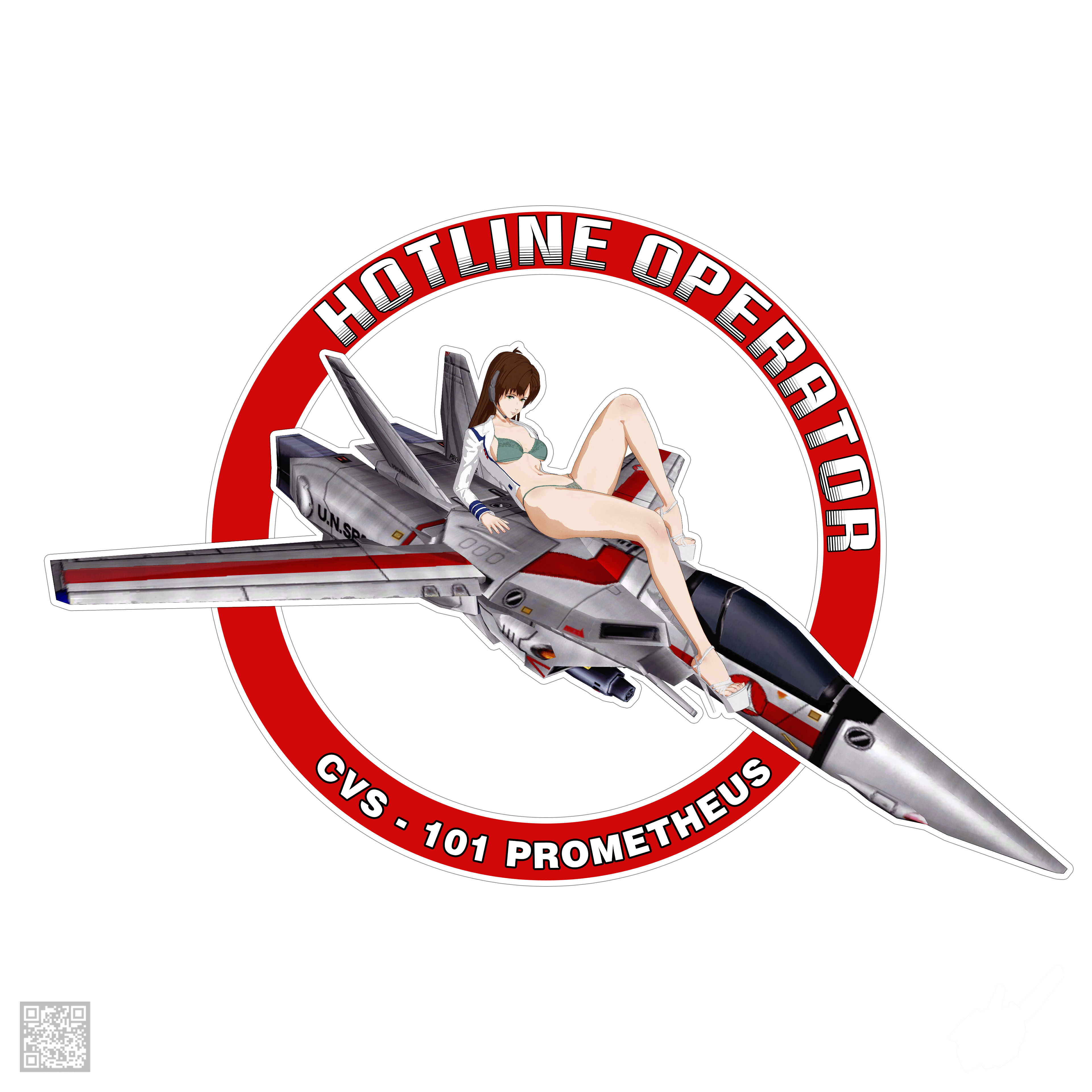 1girl 3d absurdres breasts choujikuu_yousai_macross emblem english_text feet gunpod hayase_misa headgear high_heels highres jacket jehuty001 lingerie looking_at_viewer lying macross military_uniform nose_art pinup_(style) qr_code roundel science_fiction signature toes transparent_background u.n._spacy underwear undressing variable_fighter vf-1 vf-1j
