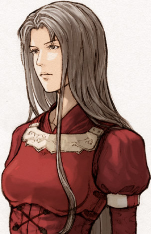1girl breasts expressionless female_focus fuji_(d38635s10) grey_eyes grey_hair long_hair lowres medium_breasts puffy_sleeves sherri_phoraena solo tactics_ogre upper_body