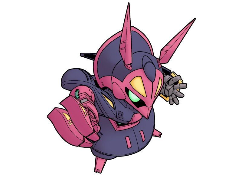 baund_doc chibi foreshortening from_above gundam looking_up mecha nekoguruma no_humans robot simple_background solo zeta_gundam