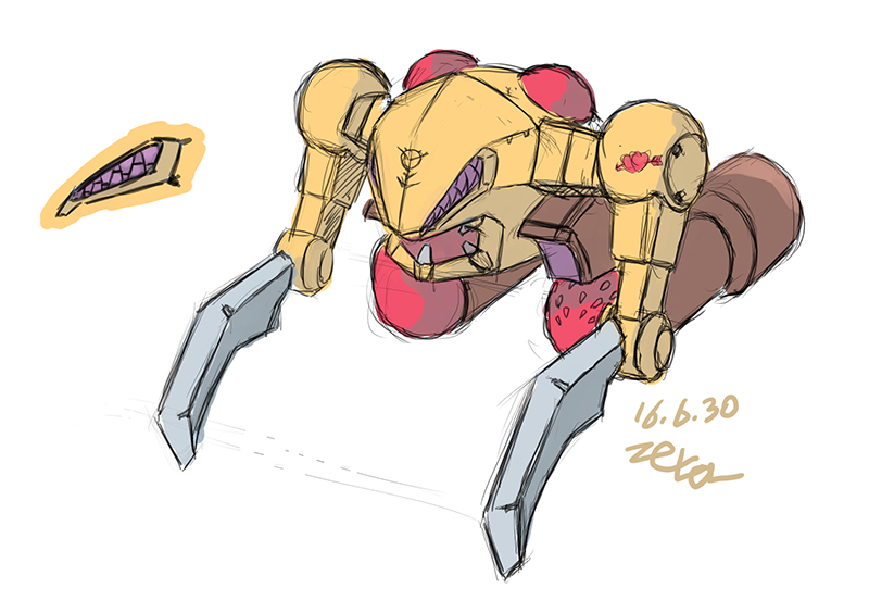 claws colored_lineart commentary_request emblem fangs gundam jaws korean_commentary mecha mecha_focus missile_pod mobile_armor mobile_suit_gundam no_humans original redesign robot roundel science_fiction signature sketch white_background z006 zakrello zeon zooming_in