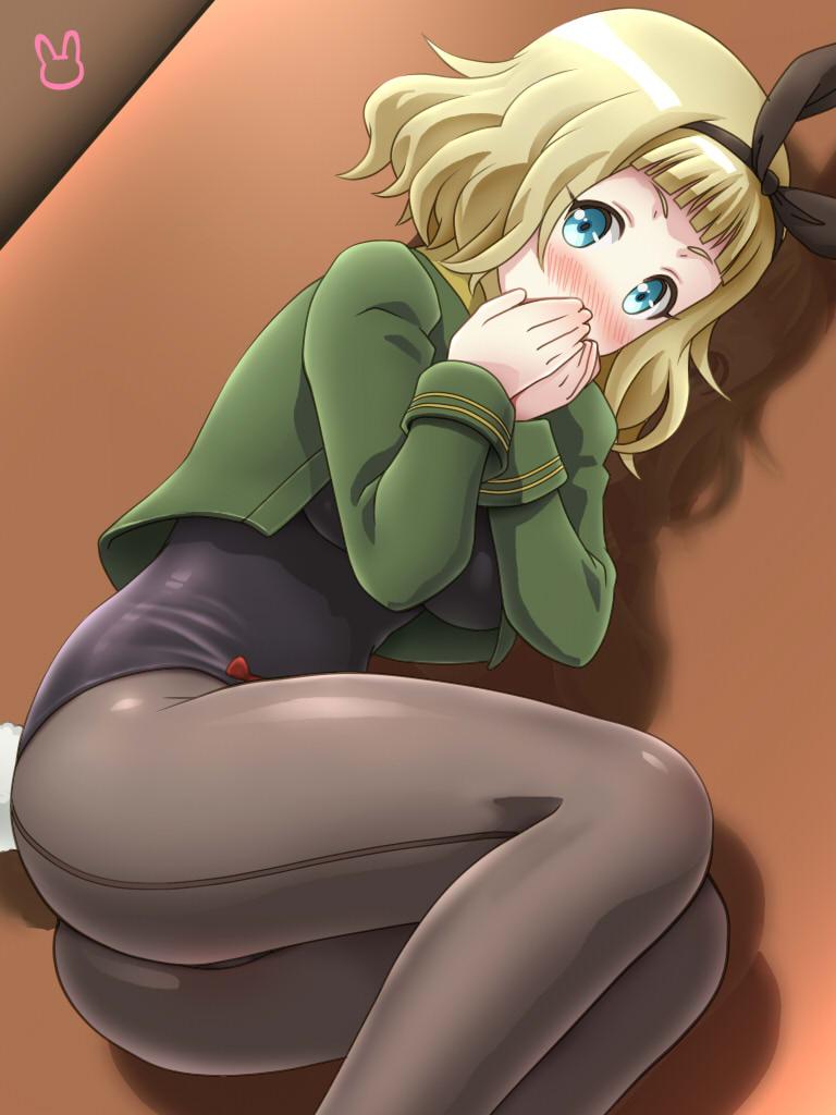 1girl animal_ears ass awa black_leotard blonde_hair blue_eyes fake_animal_ears leotard looking_at_viewer pantyhose playboy_bunny rabbit_ears rabbit_tail saionji_usagi short_hair solo strapless strapless_leotard tail taimadou_gakuen_35_shiken_shoutai