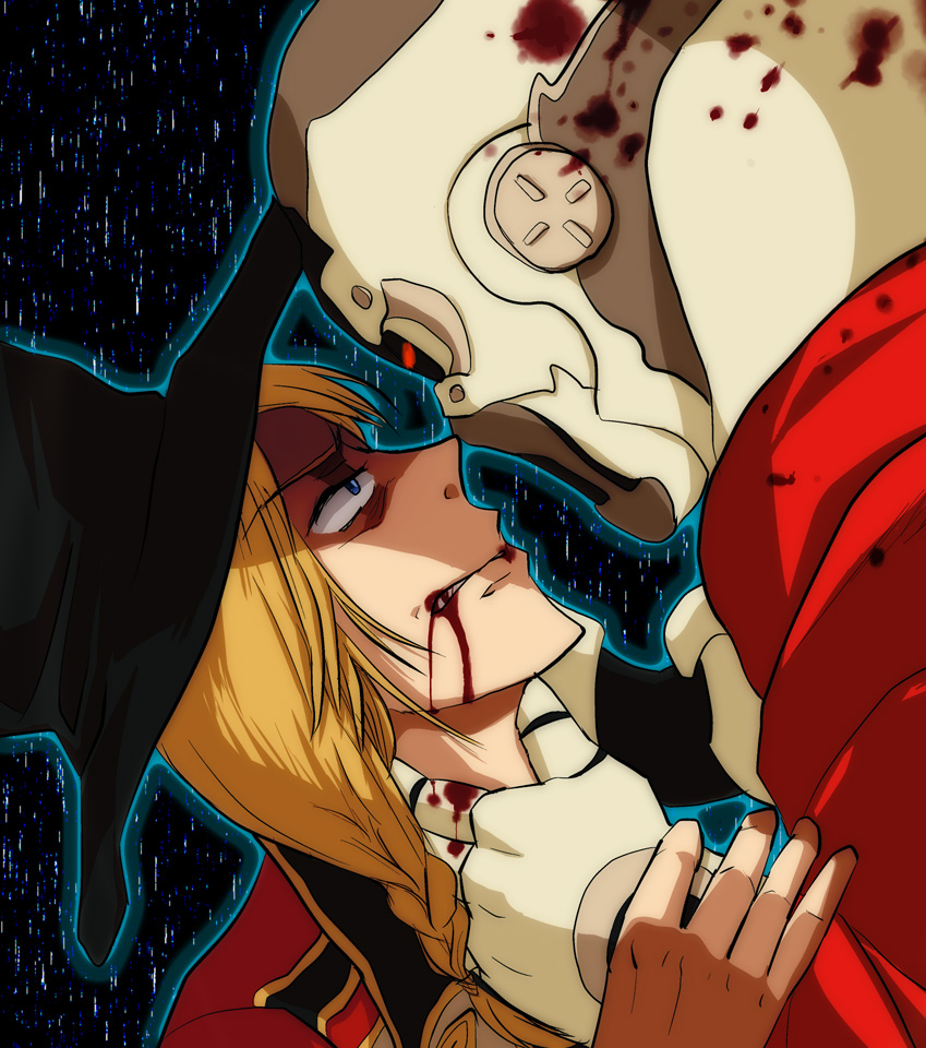 blood blood_from_mouth dio_(kyokugen_dasshutsu) k_(kyokugen_dasshutsu) kyokugen_dasshutsu kyokugen_dasshutsu_adv:_zennin_shibou_desu looking_at_another looking_down looking_up noko_(highnoko) strangling tears