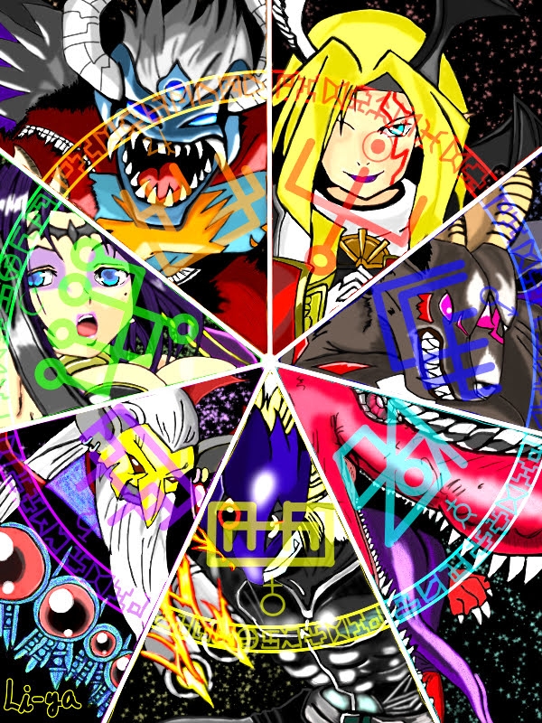 barbamon beelzebumon belphemon belphemon_rage_mode breasts demon demon_(digimon) demon_girl digimon digimon_(creature) fallen_angel leviamon lilithmon lucemon_falldown_mode mark_of_evil seven_great_demon_lords wings