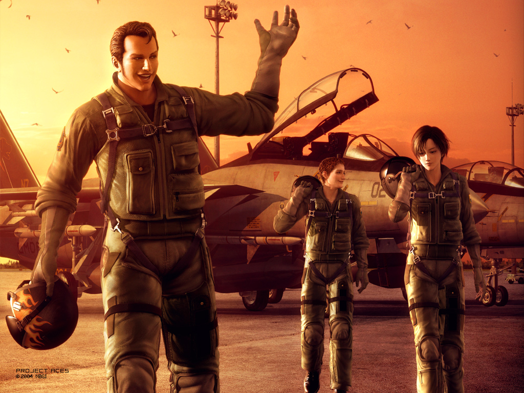 ace_combat ace_combat_5 aim-7_sparrow air-to-air_missile air-to-surface_missile alvin_h_davenport beyond-visual-range_missile drop_tank f-14 hans_grimm kei_nagase missile namco official_art wardog_squadron