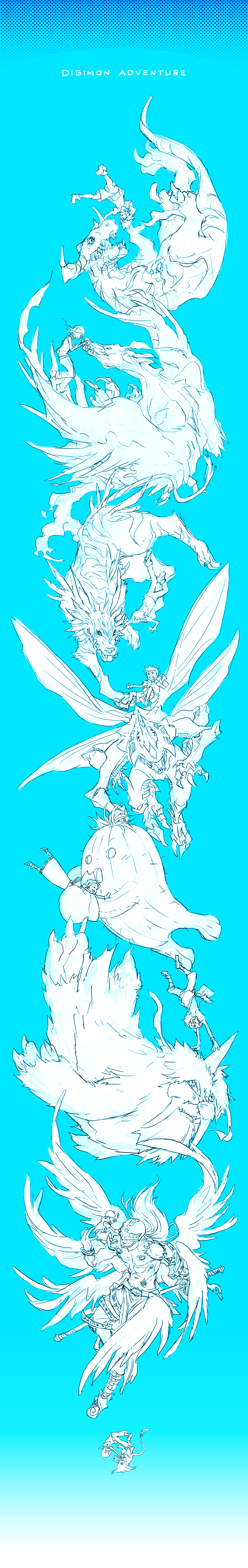 3girls 5boys absurdres angemon birdramon digimon garurumon glasses greymon highres ikkakumon ishida_yamato izumi_koshiro kabuterimon kido_jo multiple_boys multiple_girls tachikawa_mimi tailmon takaishi_takeru takenouchi_sora togemon yagami_hikari yagami_taichi