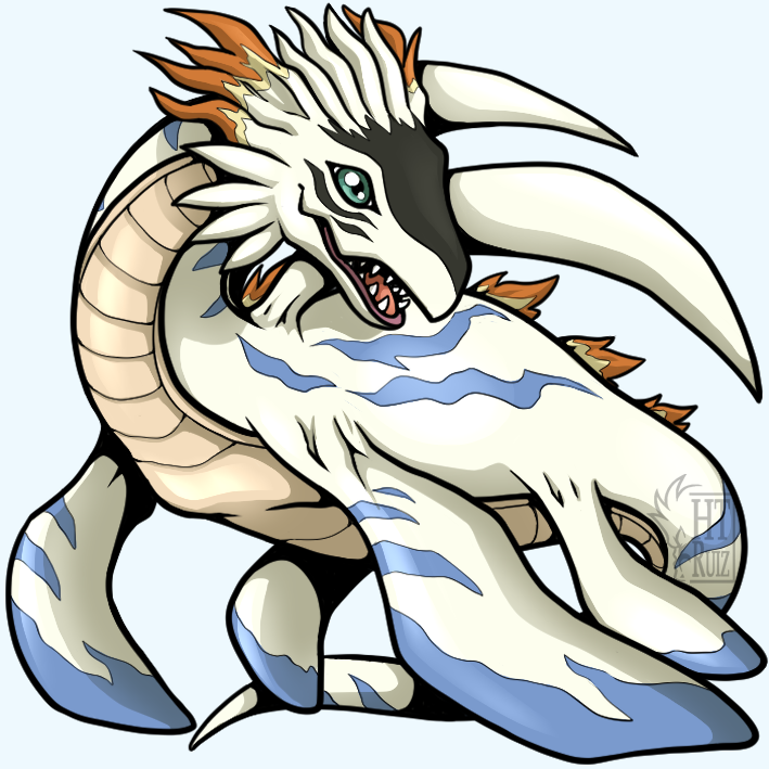 digimon digimon_(creature) dinosaur plesiomon plesiosaur sharp_teeth solo teeth