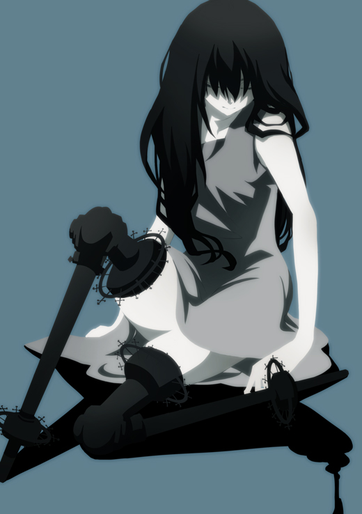.flow 1girl bad_id bad_pixiv_id black_hair dress female_focus long_hair mechanical_legs metal-tan olmatown solo