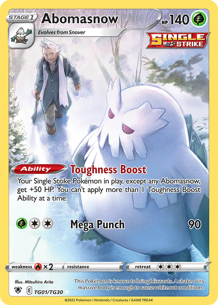 1boy abomasnow arita_mitsuhiro artist_name blue_jacket brown_shoes cane character_name closed_mouth company_name copyright_name copyright_notice english_text game_freak gen_4_pokemon grey_pants holding holding_cane jacket nintendo official_art old old_man outdoors pants pokemon pokemon_(creature) pokemon_card pokemon_hgss pokemon_tcg pryce_(pokemon) scarf shoes short_hair smile snover snow standing third-party_source trading_card tree white_hair white_scarf