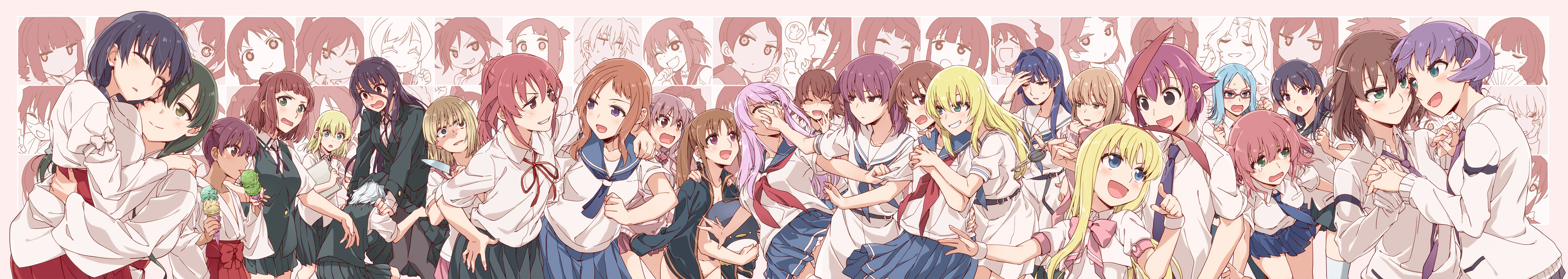 6+girls absurdres achiga_school_uniform aislinn_wishart akado_harue amae_koromo anetai_toyone annotation_request arakawa_kei arm_around_shoulder atago_hiroe atago_kinue atarashi_ako blonde_hair blue_eyes blunt_bangs blush bob_cut character_request closed_eyes crazy_eyes etopen food frown fukuji_mihoko green_eyes hair_bun hanada_kirame hand_on_own_hip haramura_nodoka heterochromia highres himematsu_school_uniform hirose_sumire holding holding_food hug ice_cream_cone ikeda_kana iwato_kasumi jacket japanese_clothes jindai_komaki kajiki_yumi kakura_kurumi kanbara_satomi karijuku_tomoe kataoka_yuuki kazekoshi_school_uniform kiyosumi_school_uniform kosegawa_shiromi long_hair long_image long_skirt looking_at_another matsumi_yuu medium_skirt miko miniskirt miyamori_school_uniform miyanaga_saki miyanaga_teru multiple_girls naked_jacket oohoshi_awai open_clothes open_jacket open_mouth pantyhose pleated_skirt red_hair sagimori_arata saki saki_(manga) saki_achiga-hen school_uniform shimizudani_ryuuka shindouji_school_uniform shiraitodai_school_uniform short_hair single_hair_bun skirt smile someya_mako standing suga_kyoutarou takakamo_shizuno takei_hisa takimi_haru tearing_up touyoko_momoko track_jacket tsuchinoko_(muni_muni) tsujigaito_satoha tsuruga_school_uniform tsuruta_himeko usuzawa_sae usuzumi_hatsumi wide_image yandere