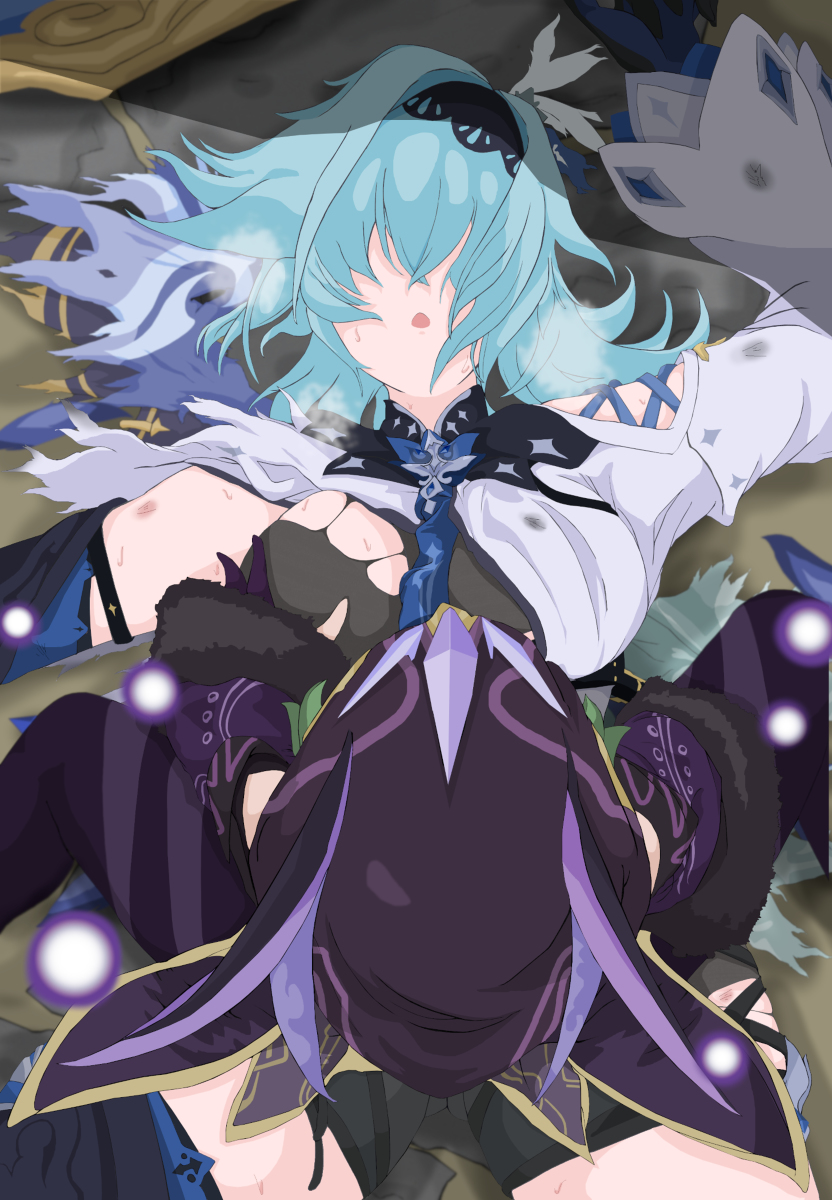 2girls cicin_mage_(genshin_impact) defeat electro_cicin_mage_(genshin_impact) eula_(genshin_impact) genshin_impact highres multiple_girls rape tagme torn_clothes ttptt yuri