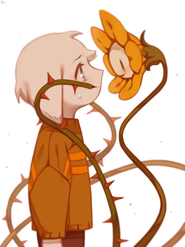 asriel_dreemurr blue_eyes elemental_(creature) flora_fauna flower flowey_(undertale) fluffy furry furry_male goat green_shirt hyeing02 kawaii monster pants plant pocket shirt smolxeno undertale white_fur