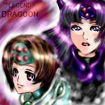 2girls armor artist_request black_hair blush brown_hair dragoon game_console green_eyes lipstick lowres makeup multiple_girls rose_(dragoon) shana_(dragoon) smile the_legend_of_dragoon