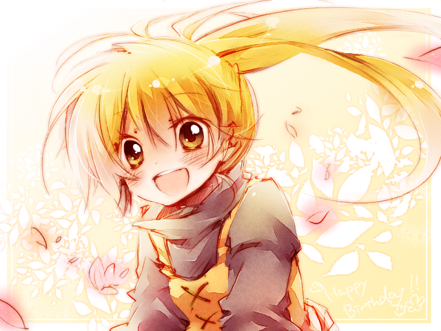 1girl amamiya_kabosu bad_id bad_pixiv_id blonde_hair female_focus flower long_hair nintendo petals pokemon pokemon_adventures ponytail smile solo yellow_(pokemon) yellow_eyes