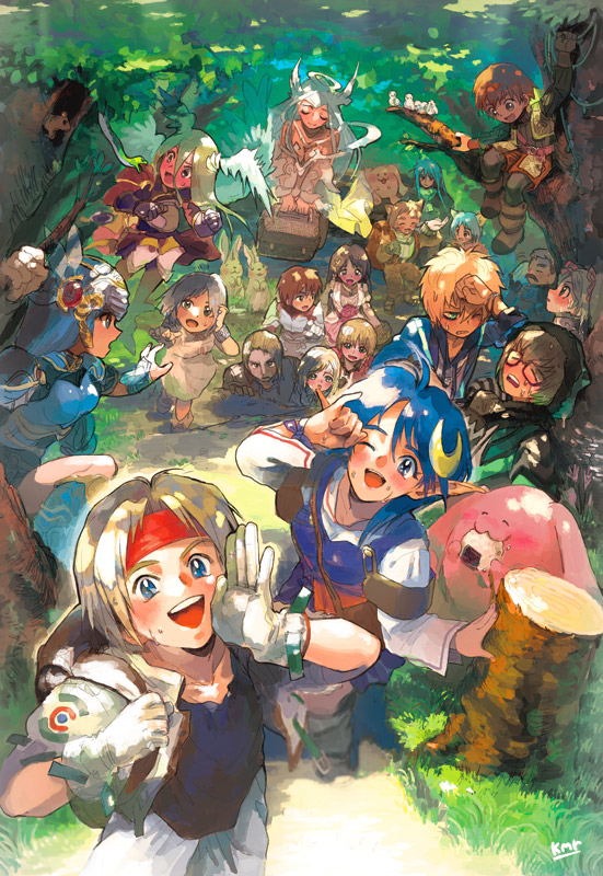 ahoge armor armored_dress blonde_hair blue_armor blue_eyes blue_hair blue_skirt breasts character_request claude_c._kenny cleavage closed_mouth company_connection crescent crescent_hair_ornament dias_flac dress end_of_eternity gloves hair_ornament helmet jack_russell kanmi_(semesa) lenneth_valkyrie leon_geeste long_hair looking_at_viewer medium_hair multiple_boys multiple_girls open_mouth pointy_ears radiata_stories reanbell rena_lanford ridley_timberlake short_hair shoulder_armor skirt smile star_ocean star_ocean_the_second_story thighhighs valkyrie valkyrie_profile_(series) vashyron winged_helmet zephyr_(end_of_eternity)