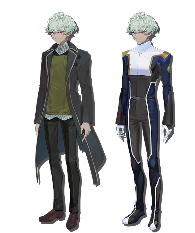 1boy artist_request black_jacket black_pants blue_gloves collared_shirt dark-skinned_male dark_skin frown gloves green_hair green_vest gundam gundam_seed gundam_seed_eclipse jacket ken_norland_suse looking_at_viewer male_focus mecha_pilot_suit normal_suit_(gundam) official_art open_hands pants pilot_suit red_eyes shirt standing striped_clothes striped_shirt transparent_background variations vest