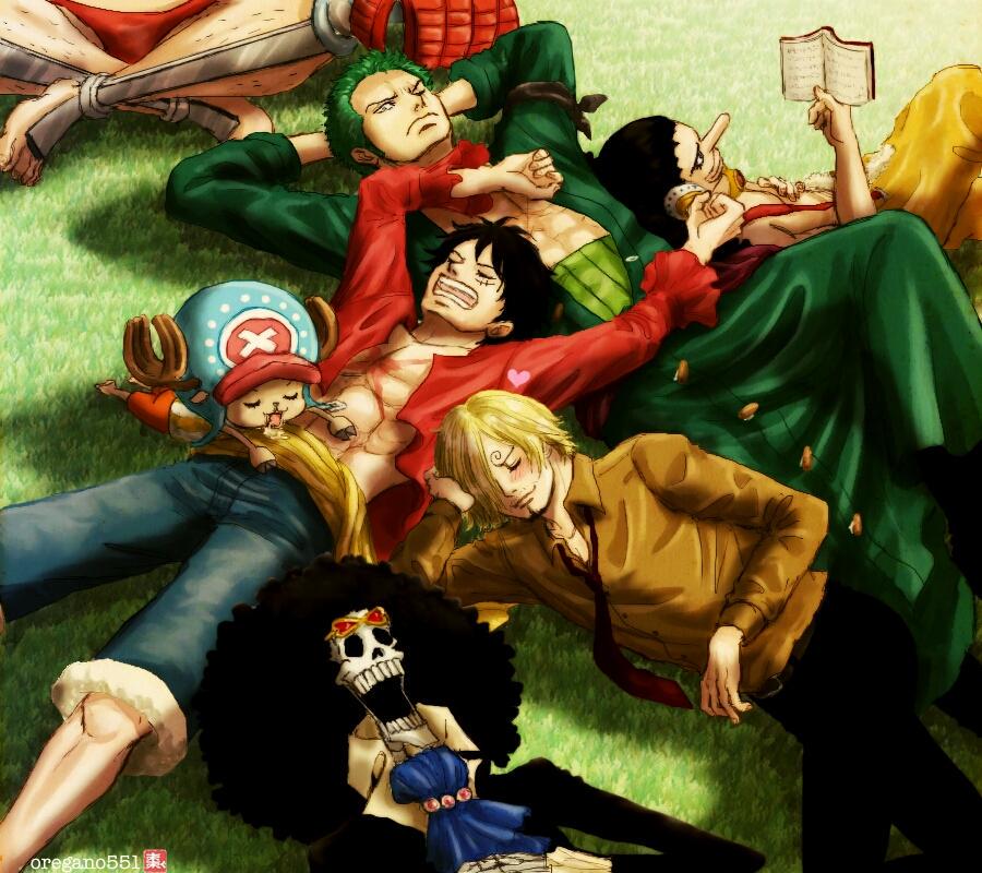 6+boys afro bandana_around_arm black_hair blonde_hair book brook_(one_piece) closed_eyes commentary_request curly_eyebrows drooling franky_(one_piece) green_hair green_kimono haramaki holding holding_book indian_style japanese_clothes kimono long_nose looking_at_viewer lying monkey_d._luffy mouth_drool multiple_boys on_back on_grass one_piece oregano551 reading roronoa_zoro sanji_(one_piece) scar scar_across_eye scar_on_face shirt short_hair sitting skeleton sleeping sleeping_on_person straw_hat_pirates tony_tony_chopper usopp yellow_shirt