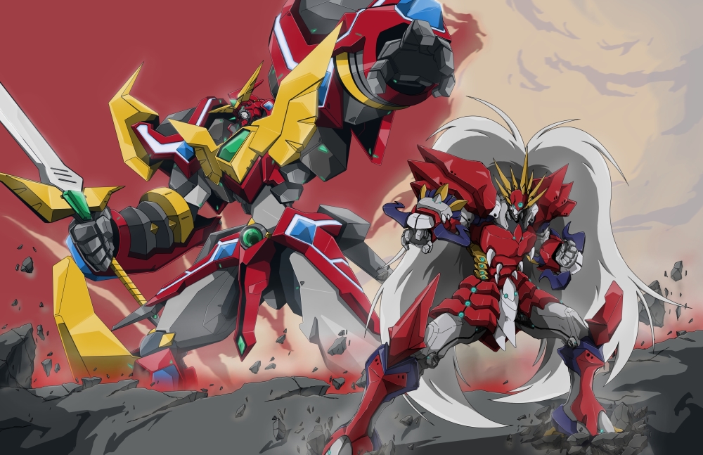 banpresto compatible_kaiser ialdabaoth long_hair mecha robot smoke super_robot_wars super_robot_wars_original_generation super_robot_wars_original_generation_gaiden sword weapon