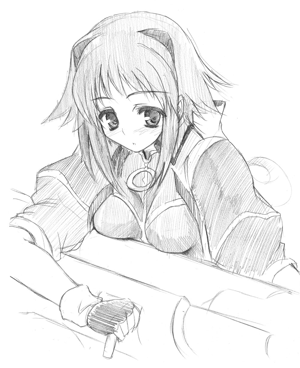 00s 1girl dieci_(nanoha) female_focus graphite_(medium) greyscale highres lyrical_nanoha mahou_shoujo_lyrical_nanoha mahou_shoujo_lyrical_nanoha_strikers monochrome numbers_(nanoha) sketch solo traditional_media