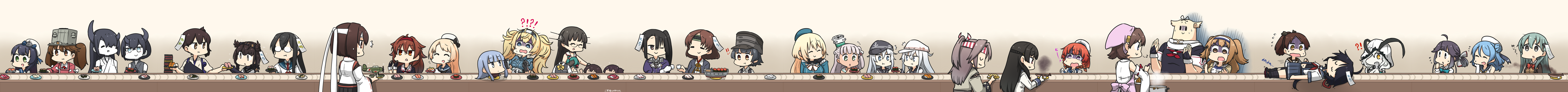! !! !? 6+girls :3 ^^^ ^_^ absurdres abyssal_ship afterimage ahoge aircraft airplane akagi_(kancolle) anchor_symbol aqua_bow aqua_bowtie arare_(kancolle) atago_(kancolle) bad_food bare_shoulders beret black_bodysuit black_gloves black_hair black_sailor_collar black_serafuku blonde_hair blouse blue_eyes blue_hair blue_headwear blue_one-piece_swimsuit blue_sailor_collar blue_shirt blue_skirt blush bob_cut bodysuit bow bowtie braid breast_pocket breasts brown_cardigan brown_eyes brown_hair brown_jacket brown_sailor_collar brown_sweater cardigan chiyoda_(kancolle) choko_(cup) choukai_(kancolle) closed_eyes closed_mouth clothes_writing collared_shirt colored_skin conveyor_belt conveyor_belt_sushi cowboy_shot cup curry curry_rice detached_sleeves disembodied_head dress dual_persona e16a_zuiun eating empty_eyes entombed_air_defense_guardian_princess etorofu_(kancolle) fingerless_gloves fish flat_cap flying_sweatdrops food from_behind fujinami_(kancolle) gambier_bay_(kancolle) glasses gloves gradient_background gradient_hair green_eyes green_hair grey_hair hachimaki hair_between_eyes hair_flaps hair_ornament hair_over_one_eye hair_ribbon hairband hairclip hammer_and_sickle hamu_koutarou hat hatsukaze_(kancolle) hatsuzuki_(kancolle) headband headdress headgear headless hibiki_(kancolle) hiei_(kancolle) high_ponytail highres hime_cut holding horns hyuuga_(kancolle) i-26_(kancolle) isokaze_(kancolle) jacket japanese_clothes jervis_(kancolle) kaga_(kancolle) kako_(kancolle) kantai_collection kariginu landing_craft large_breasts light_brown_hair long_hair long_image long_sleeves looking_at_viewer maestrale_(kancolle) magatama matsuwa_(kancolle) medium_hair megahiyo_(style) messy_hair midriff military military_uniform multicolored_hair multiple_girls muneate nachi_(kancolle) name_tag neck_ribbon neckerchief necktie night_strait_princess_(black) night_strait_princess_(white) nontraditional_miko omelet one-piece_swimsuit one_eye_closed ooyodo_(kancolle) opaque_glasses open_mouth paper parody parted_bangs plate pleated_skirt pocket ponytail pot purple_eyes purple_hair red_eyes red_hair red_hairband red_ribbon red_shirt remodel_(kantai_collection) ribbon ribbon-trimmed_sleeves ribbon_trim rice rimless_eyewear ryuujou_(kancolle) sailor_collar sailor_dress sailor_hat scarf school_swimsuit school_uniform semi-rimless_eyewear serafuku shaded_face shikinami_(kancolle) shiratsuyu_(kancolle) shirt short_hair short_ponytail short_sleeves side_braid side_ponytail skirt sleeping smile sparkle star_(symbol) style_parody sushi suzuya_(kancolle) sweat sweater swimsuit swimsuit_under_clothes tag tamagoyaki tasuki tears the_yuudachi-like_creature thick_eyebrows toy_airplane translation_request tress_ribbon twin_braids twintails two-tone_hairband two_side_up under-rim_eyewear undershirt unworn_hat unworn_headwear upper_body urakaze_(kancolle) v-shaped_eyebrows verniy_(kancolle) visor_cap whistle whistle_around_neck white_dress white_gloves white_hair white_headband white_headwear white_sailor_collar white_scarf white_shirt white_skin wide_image wide_sleeves yellow_eyes yellow_neckwear yuudachi_(kancolle) zuihou_(kancolle)