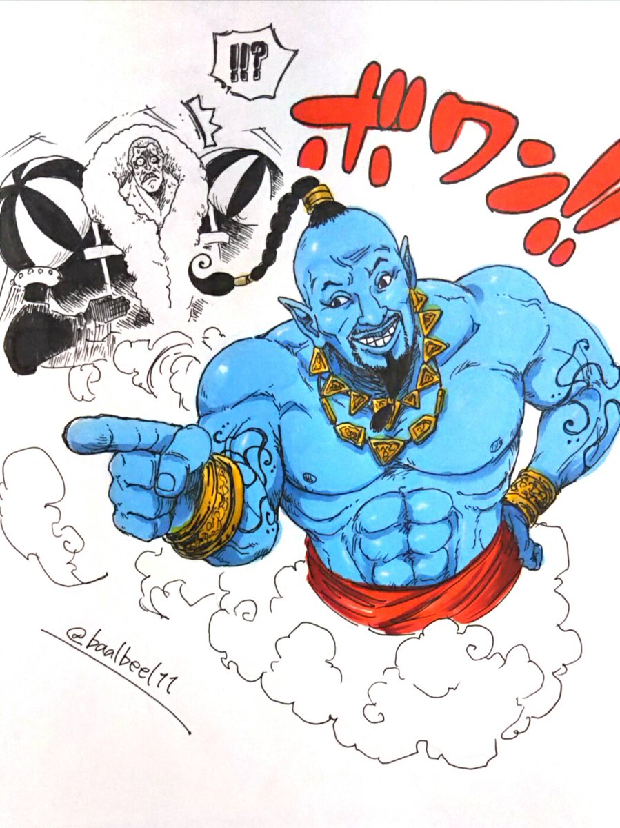 2boys charlotte_daifuku crossover disney genie_(aladdin) highres multiple_boys one_piece tagme