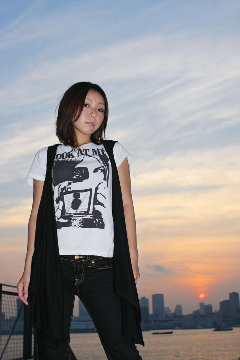 ai denim highres jeans pants photo_(medium) shirt sleeveless_sweater_jacket t-shirt tagme