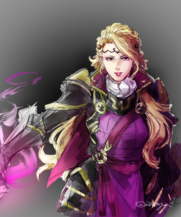 1girl aristocratic_clothes armor black_armor blonde_hair cape circlet fire_emblem fire_emblem_fates genderswap genderswap_(mtf) hotate_rayan long_hair nintendo open_mouth red_eyes upper_body xander_(fire_emblem)
